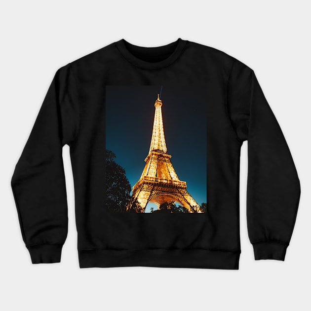 Eiffel Tower lit up at night in Paris France beautiful picture of The Iron Lady in lights Crewneck Sweatshirt by The Boho Cabana